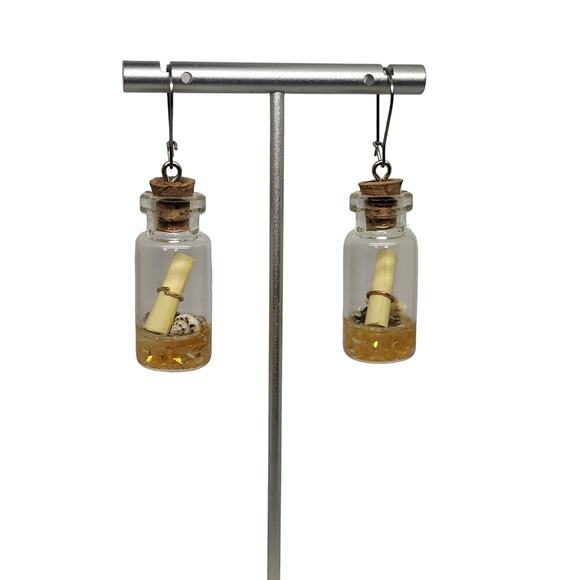 Message in a Bottle Drop Dangle Earrings - Picture 2 of 4